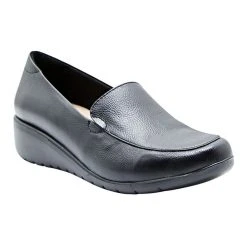 Hush Puppies Diandra Leather Wedge Heel Loafers Black -Savannah Shop 604388 C 0001 00 3