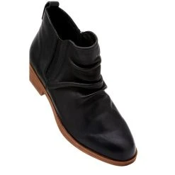 Hush Puppies Chateau Leather Ruched Boots With Side Zip Black