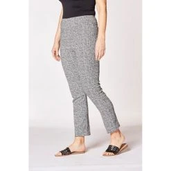 Khoko Smart Textured Cross Hatch Pant Black & Ivory 8 -Savannah Shop 614978 C 1006 17 2
