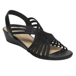 Savannah Angela Women's Wedged Sandal Black -Savannah Shop 622175 C 0001 00 3