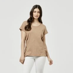 Khoko Collection BCI Cotton Twist Front Tee Biscuit Small -Savannah Shop 623653 C 0260 13
