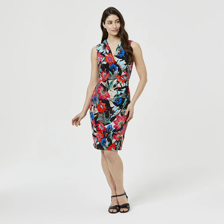 Jane Lamerton Mock Wrap Jersey Dress Tropic 6 Jane Lamerton Mock Wrap Jersey Dress Tropic - Image 4