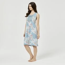 Sash & Rose Woven Broderie Trim Nightie Blue Extra Small -Savannah Shop 624799 C 0400 00 2