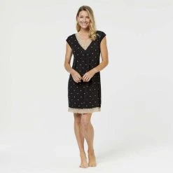 Jane Lamerton Spot Lace Nightie Beige & Black Extra Small 9 Jane Lamerton Spot Lace Nightie Beige & Black Extra Small -Savannah Shop 625385 C 1250 02