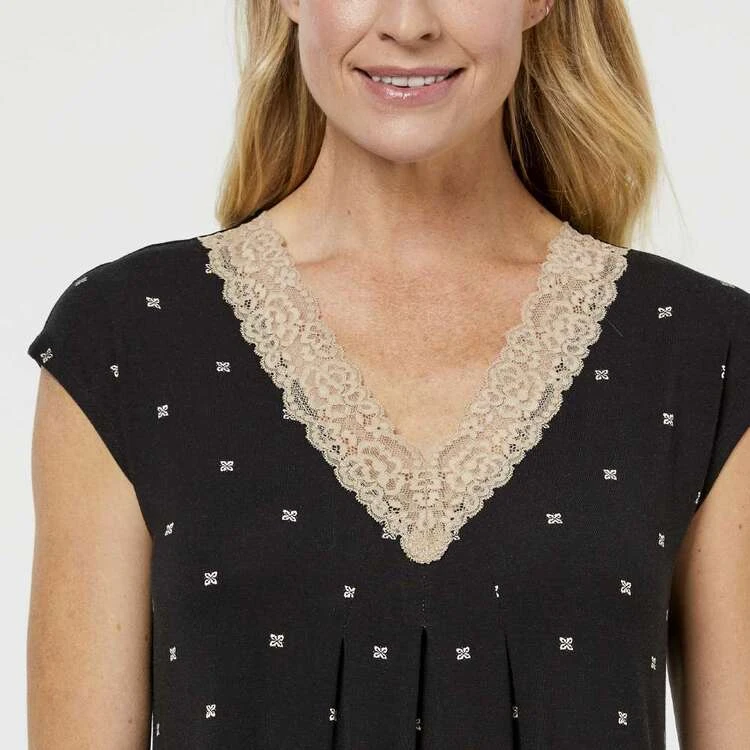 Jane Lamerton Spot Lace Nightie Beige & Black Extra Small 3 Jane Lamerton Spot Lace Nightie Beige & Black Extra Small