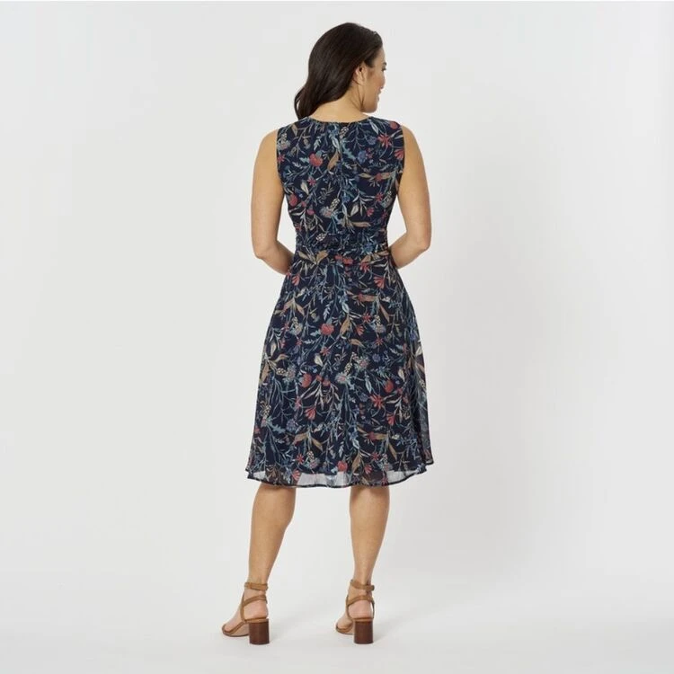 Khoko Smart Flippy Dress Navy & Print 4 Khoko Smart Flippy Dress Navy & Print - Image 2