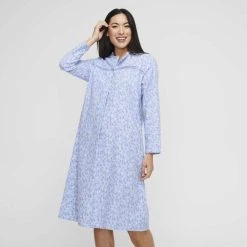 Sash & Rose Traditional Flannelette Nightie Blue -Savannah Shop 629523 C 0400 00