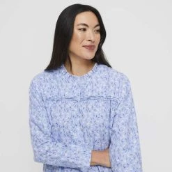 Sash & Rose Traditional Flannelette Nightie Blue