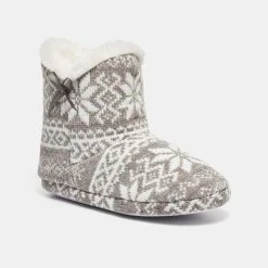 Sash & Rose Billie Knit Slipper Boot Grey -Savannah Shop 630874 C 0020 00 2