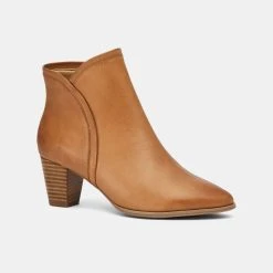 Hush Puppies Ignite Block Heel Ankle Boot Tan 5 -Savannah Shop 630971 C 0921 66 2
