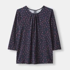 Khoko Smart 3/4 Sleeve Pleat Top Airforce