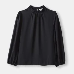 Khoko Smart Mock Neck Blouse Black