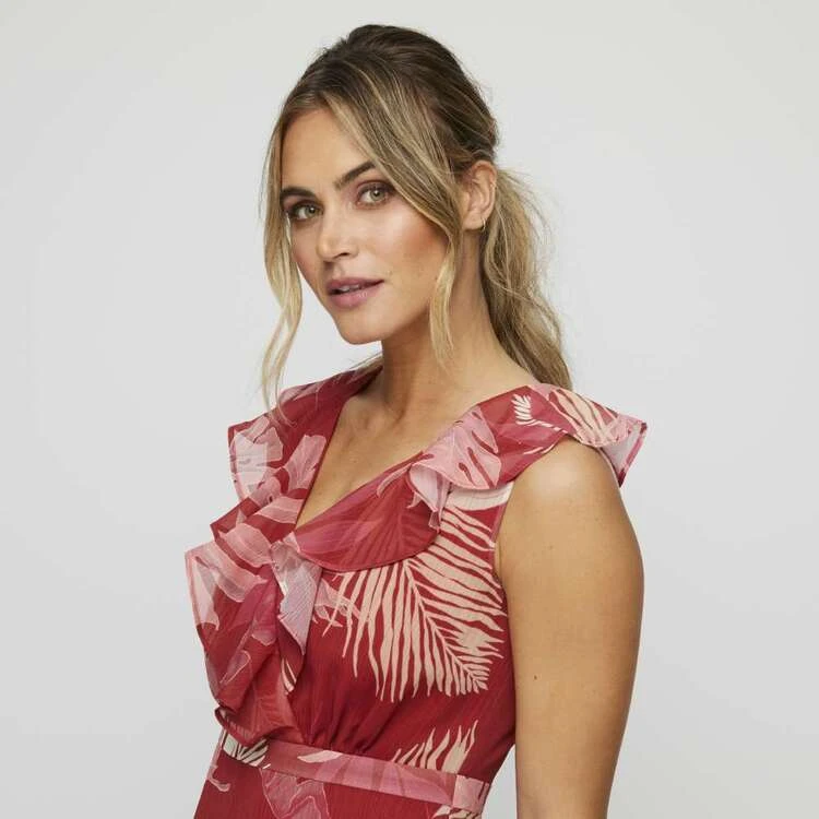 JB Jayson Brunsdon V Neck Ruffle Dress Palmarosa 4 JB Jayson Brunsdon V Neck Ruffle Dress Palmarosa - Image 2