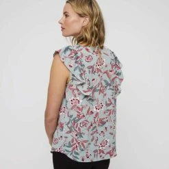 Khoko Smart Ruffle Detail Blouse Sage Multicoloured -Savannah Shop 634861 C 1300 79 2