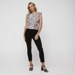 Khoko Smart Ruffle Detail Blouse Sage Multicoloured