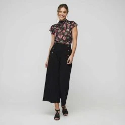 Leona Edmiston Ruby Frill Sleeve Shirred Blouse Chintz -Savannah Shop 634871 C 0670 15