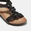 Savannah Women's Pearl Sandal With Flower Detail Black -Savannah Shop 638988 C 0001 00 4