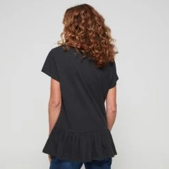 Khoko Collection Cotton Slub Tiered Hem Tee Black -Savannah Shop 639778 C 0001 00 2