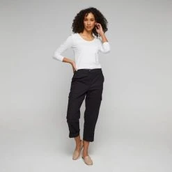 Savannah Women's Rib Waist Long Length Pants Black -Savannah Shop 639787 C 0001 00 3