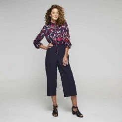 Jane Lamerton Ruffle Tie Neck Burnout Blouse Abstract Print Multicoloured Print 11 Jane Lamerton Ruffle Tie Neck Burnout Blouse Abstract Print Multicoloured Print -Savannah Shop 640555 C 0964 40 3