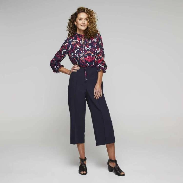 Jane Lamerton Ruffle Tie Neck Burnout Blouse Abstract Print Multicoloured Print 6 Jane Lamerton Ruffle Tie Neck Burnout Blouse Abstract Print Multicoloured Print - Image 4