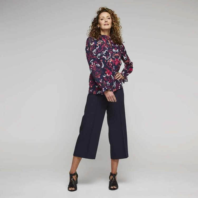 Jane Lamerton Ruffle Tie Neck Burnout Blouse Abstract Print Multicoloured Print 5 Jane Lamerton Ruffle Tie Neck Burnout Blouse Abstract Print Multicoloured Print - Image 3