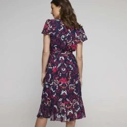 Jane Lamerton Ruffle Front Burnout Dress Abstract Print Multicoloured Print 10 -Savannah Shop 640556 C 0964 40 2