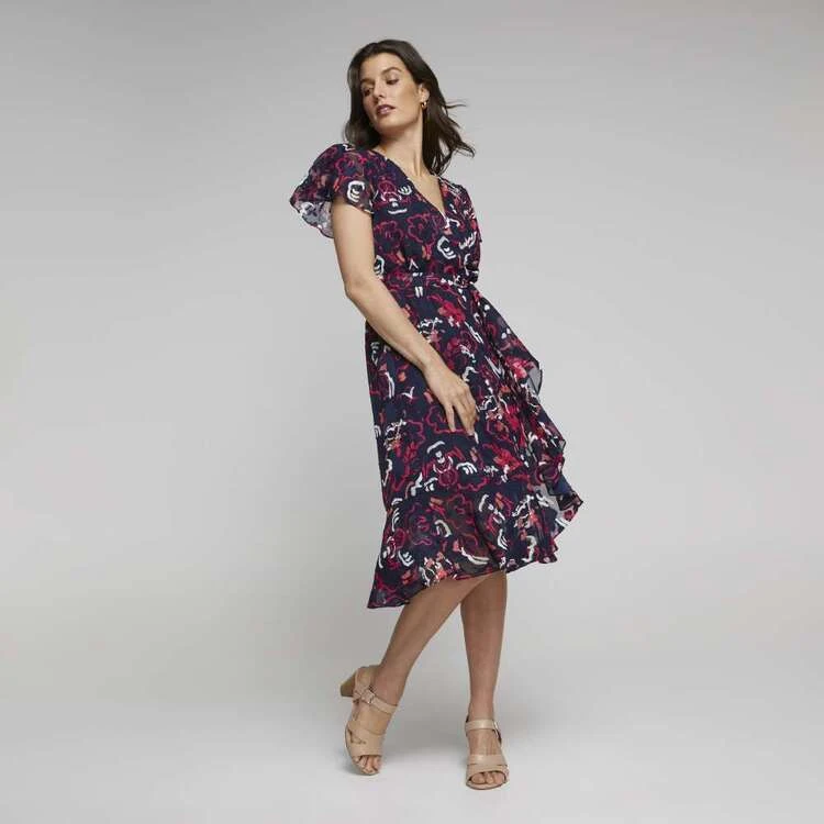 Jane Lamerton Ruffle Front Burnout Dress Abstract Print Multicoloured Print 10 5 Jane Lamerton Ruffle Front Burnout Dress Abstract Print Multicoloured Print 10 - Image 3