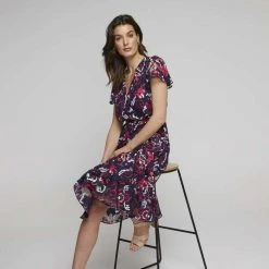 Jane Lamerton Ruffle Front Burnout Dress Abstract Print Multicoloured Print 10