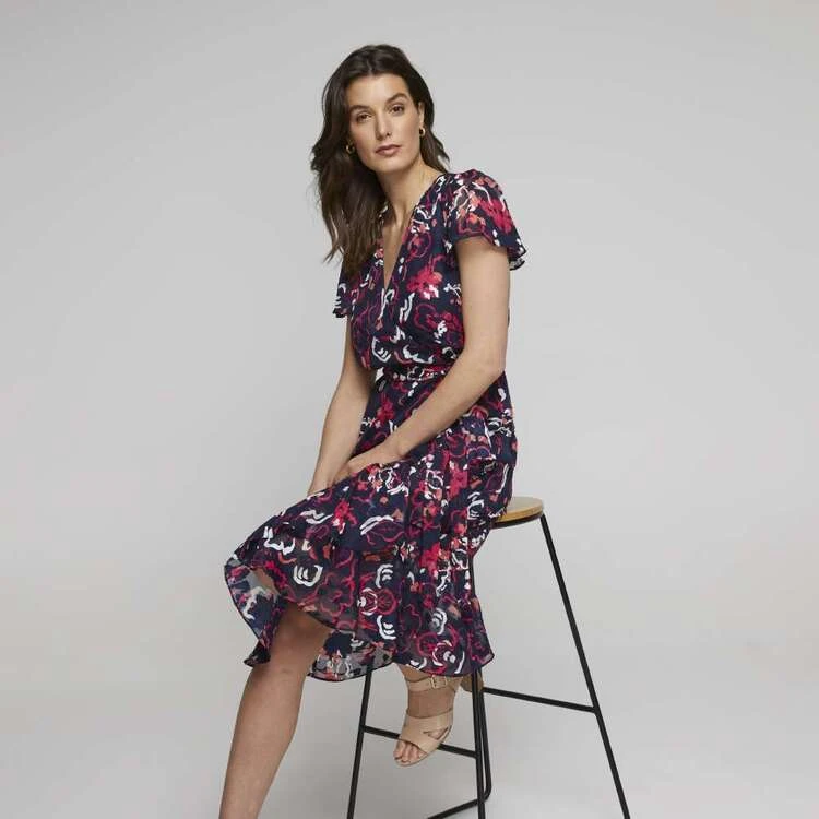 Jane Lamerton Ruffle Front Burnout Dress Abstract Print Multicoloured Print 10 3 Jane Lamerton Ruffle Front Burnout Dress Abstract Print Multicoloured Print 10