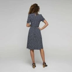 Jane Lamerton Tie Detail Jersey Dress Print & Pebble -Savannah Shop 640559 C 0965 71 2