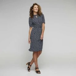 Jane Lamerton Tie Detail Jersey Dress Print & Pebble