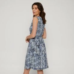 Savannah Aline Jersey Dress Blue Print -Savannah Shop 641042 C 1400 76 2