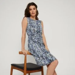 Savannah Aline Jersey Dress Blue Print -Savannah Shop 641042 C 1400 76