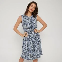 Savannah Aline Jersey Dress Blue Print