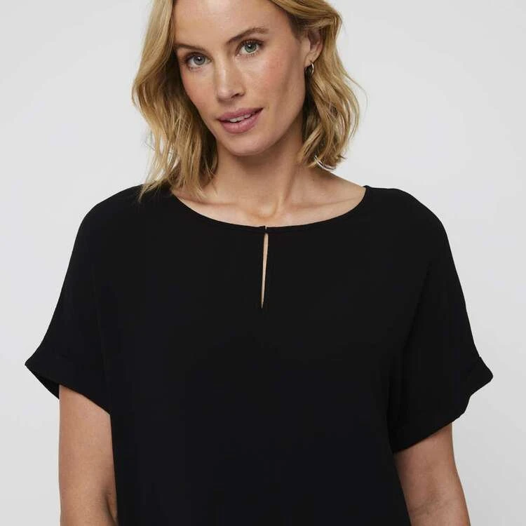 Khoko Smart Extended Sleeve Split Neck Top Black 5 Khoko Smart Extended Sleeve Split Neck Top Black - Image 3