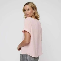 Khoko Smart Extended Sleeve Split Neck Top Petal Pink -Savannah Shop 641089 C 0662 62 2