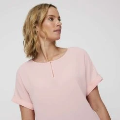 Khoko Smart Extended Sleeve Split Neck Top Petal Pink -Savannah Shop 641089 C 0662 62 4