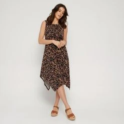 Savannah Hanky Hem Jersey Dress Orange Floral -Savannah Shop 641836 C 0800 23