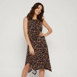 Savannah Hanky Hem Jersey Dress Orange Floral