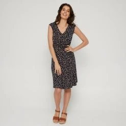 Savannah V Neck Jersey Fit And Flare Dress Black & Floral -Savannah Shop 641837 C 1005 66 3