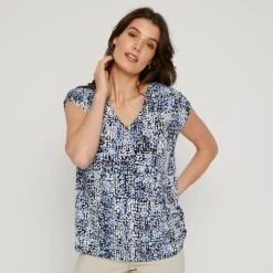 Savannah Cap Sleeve Tee Blue Print 11 Savannah Cap Sleeve Tee Blue Print -Savannah Shop 641845 C 1400 76