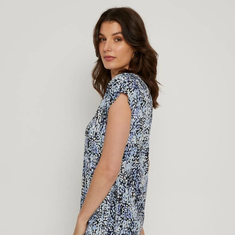 Savannah Cap Sleeve Tee Blue Print 3 Savannah Cap Sleeve Tee Blue Print