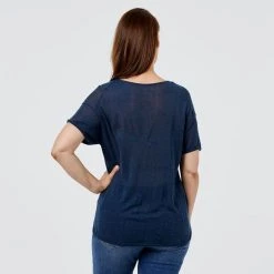 Khoko Denim Linen Blend Tee Denim -Savannah Shop BP623658026 denim den 3
