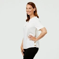 Savannah Button Side Top White 10 -Savannah Shop BP625726007 white wht 2