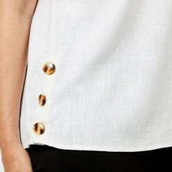 Savannah Button Side Top White 10
