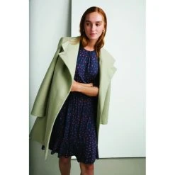 Khoko Smart Mock Neck Tie Dress Airforce