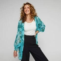 JB Jayson Brunsdon Women's Long Line Kimono Paisley Print -Savannah Shop BP634804001 paisley prn