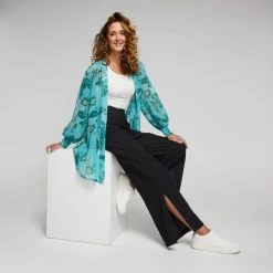 JB Jayson Brunsdon Women's Long Line Kimono Paisley Print -Savannah Shop BP634804001 paisley prn 5