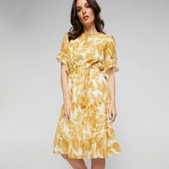 JB Jayson Brunsdon Women's Tier Frill Midi Dress Marigold -Savannah Shop BP634805001 marigold
